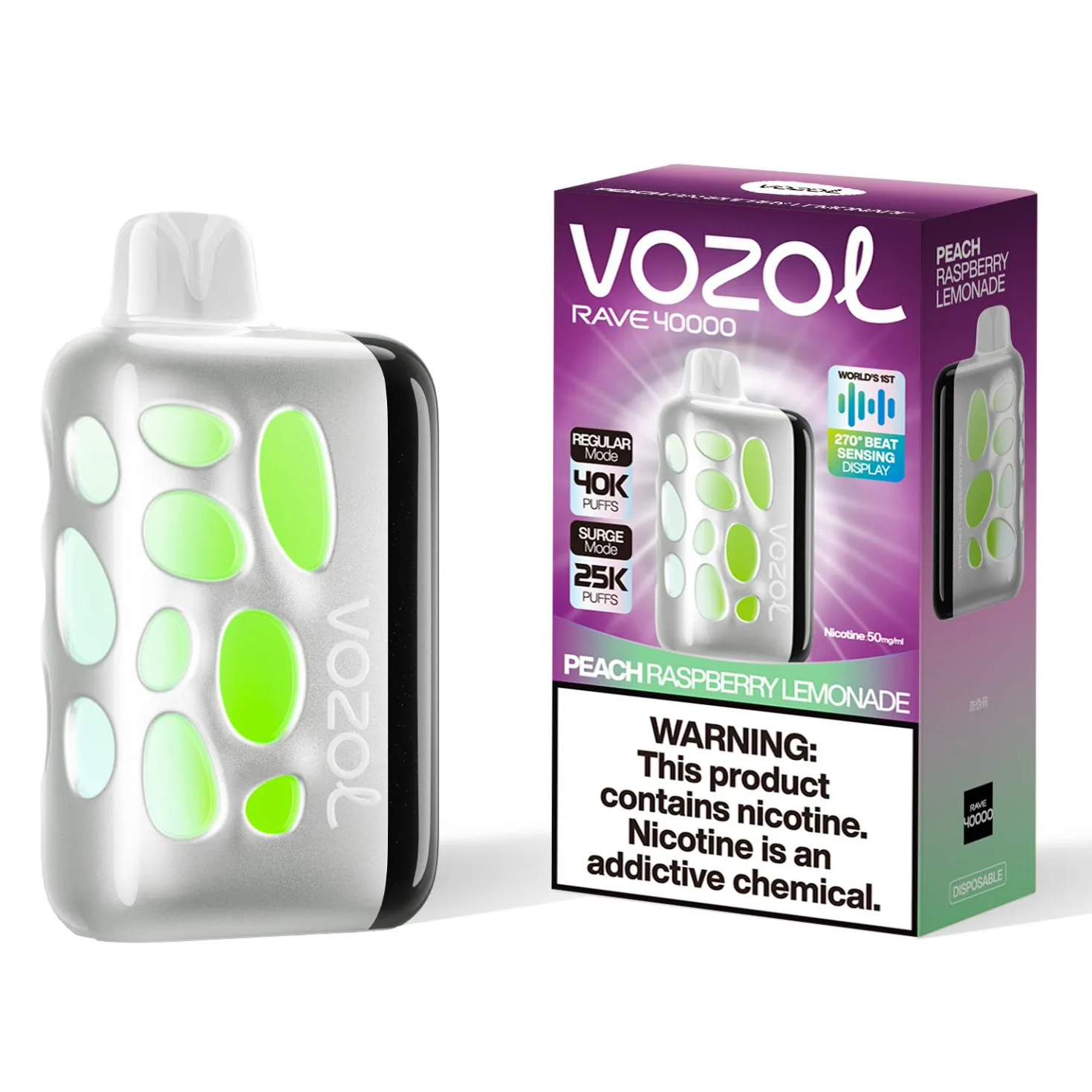 Vozol Rave 40000 Персик-Малина-Лимонад — купить одноразку Украина